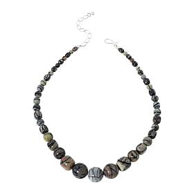 Jay King Sterling Silver Feather Gray Calcite Bead Necklace