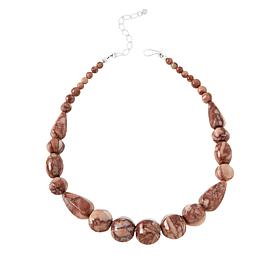 Jay King Sterling Silver Gongshan Red Orchid Stone Beaded Necklace