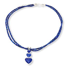Jay King Sterling Silver Lapis Hearts Pendant with 2-Strand Necklace