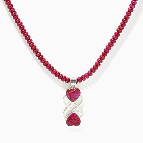 Jay King Sterling Silver Magenta Coral Beaded Necklace with Pendant