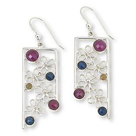 Jay King Sterling Silver Multicolor Sapphire Floral Drop Earrings