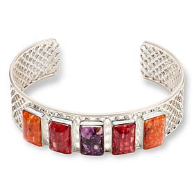 Jay King Sterling Silver Multicolor Spiny Oyster Shell Cuff Bracelet