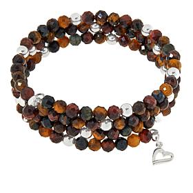Jay King Sterling Silver Multicolor Tiger's Eye Bead Coil Bracelet 