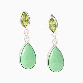 Jay King Sterling Silver Peridot and Variscite Drop Earrings