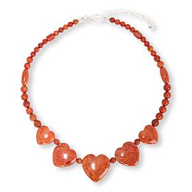 Jay King Sterling Silver Red Branch Coral Multi-Heart Necklace