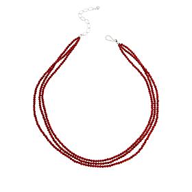 Jay King Sterling Silver Red Coral Bead 3-Strand Necklace