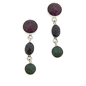 Jay King Sterling Silver Sapphire and Emerald Drop Earrings