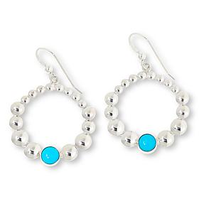 Jay King Sterling Silver Sleeping Beauty Turquoise Hoop Drop Earrings