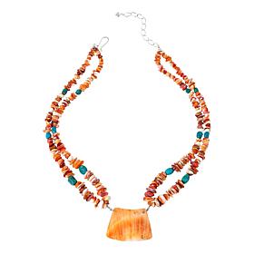 Jay King Sterling Silver Turquoise and Spiny Oyster Shell 18" Necklace