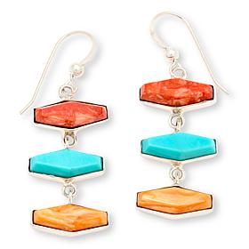 Jay King Sterling Silver Turquoise and Spiny Oyster Shell Earrings