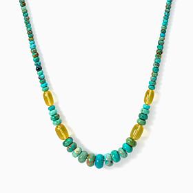 Jay King Sterling Spruce Mountain Turquoise & Green Amber Necklace