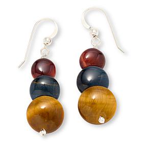 Jay King Tiger's Eye and Hawk's Eye Disc Bead Drop Earrings