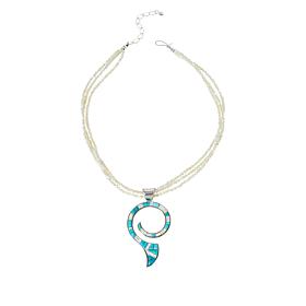Jay King Turquoise and Mother-of-Pearl Inlay Pendant with Necklace