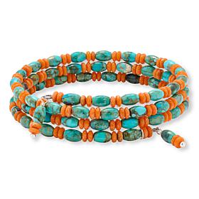 Jay King Turquoise and Orange Coral Coil Bracelet
