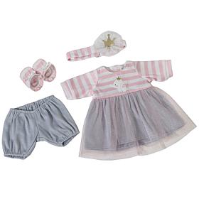 JC Toys Berenguer Boutique Doll Outfit Pink Striped Dress with Skirt