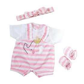 JC Toys Berenguer Boutique Doll Outfit Pink Stripes - White Shorts