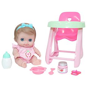JC Toys Lil Cutesies 9" Baby Doll and High Chair Feeding Time Gift Set