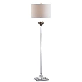 Jonathan Y Amelia Lotus 59" Smoke Gray and Chrome LED Floor Lamp
