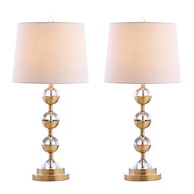 Jonathan Y Avery 27.5" Crystal and Brass LED Table Lamp - Set of 2
