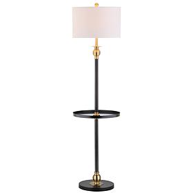 JONATHAN Y Black and Brass Evans 61" Metal LED End Table Floor Lamp
