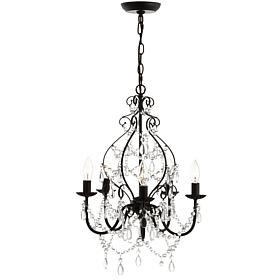 JONATHAN Y Black Maura 17" 5-Light Crystal and Metal LED Chandelier