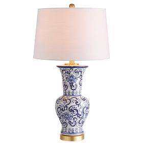 JONATHAN Y Blue and White Leo 28.5" Chinoiserie LED Table Lamp
