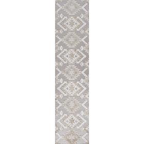 JONATHAN Y High-Low Pile Neutral Diamond Indoor/Outdoor 2x10' Runner