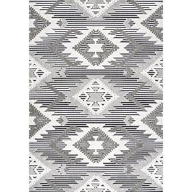 JONATHAN Y High-Low Pile Neutral Diamond Indoor/Outdoor 5' x 8' Rug