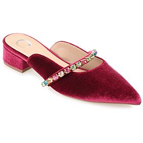 Journee Collection Women's Velvet Pointed-Toe Jewel Flat