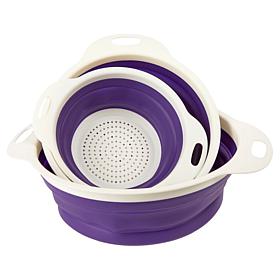 Joy Eat Cleaner 3-piece Collapsible Antimicrobial Colander Set