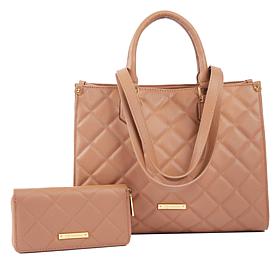 Joy First Class Luxury Leather Quilted Handbag & Clutch Wallet