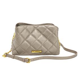 Joy Luxe Leather Quilted Chic Triple Section Crossbody Bag