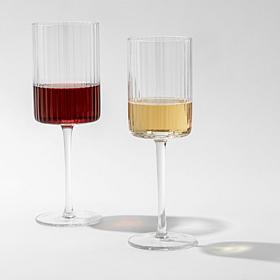 JoyJolt 2-pc. Elle Fluted 17.5 oz. Cylinder Red Wine Glass