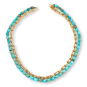 KALIFANO 20" Gemstone and Chain-Link Layered Necklace