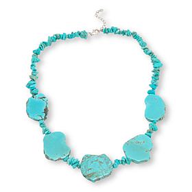 KALIFANO 21" Blue Howlite Beaded Station Cleopatra Necklace