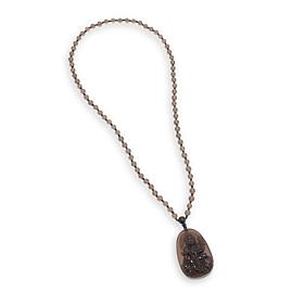 KALIFANO 24-1/2" Gemstone Carved Laughing Buddha Beaded Drop Necklace