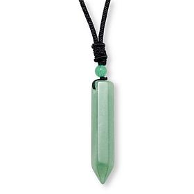 KALIFANO 25" Pointed Gemstone Drop Black Cord Necklace