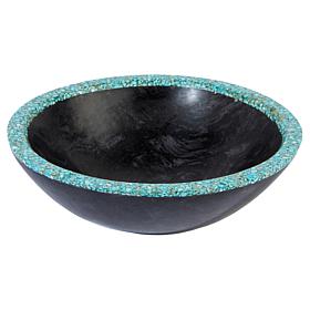 KALIFANO Dark and Black Petrified Wood Howlite Rim Jewelry Bowl