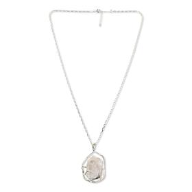 KALIFANO Freeform Quartz Crystal Pendant with Chain