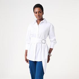 KAP by Kaphill Stretch Poplin Belted Shirt