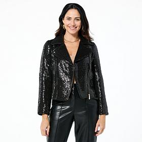 kathy ireland® Fashion 360 Cannes Sequined Biker Jacket