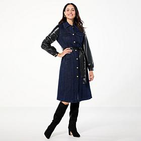 kathy ireland® Fashion 360 Denim British Tower Maxi Trench Coat