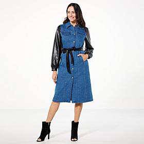 kathy ireland® Fashion 360 Denim British Tower Maxi Trench Coat