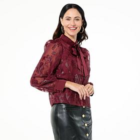 kathy ireland® Fashion 360 Paris Night Lace Blouse with Camisole