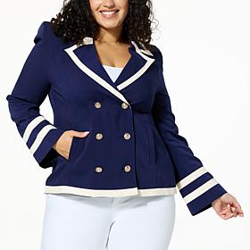 kathy ireland® Fashion 360 Royal Diana Faux-Ever Leather Trim Peacoat