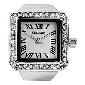 Kessaris Crystal-Accent Expansion Band Ring Watch