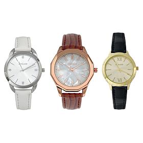 Kessaris Set of 3 Fashion Strap Watches