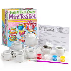KIDZMAKER Paint Your Own Mini Tea Set - 13-Piece Porcelain Kit