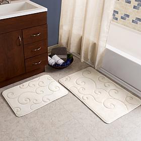 Lavish Home Coral Fleece Memory Foam Bath Mat 2pc Set