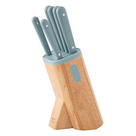 Leo Slate 7pc Knife Block Set with Glossy Handles